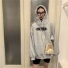 Sudadera de Forro Polar Gris con Doble Capucha 250g 2026 Nueva Tendencia Estilo Ins para Mujer Sudadera con Capucha Estilo Bf Perezoso Holgada Versión Coreana