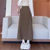 Falda de Lana Negra para Mujer Otoño e Invierno 2024 Nueva Falda Larga Recta Elegante Efecto Adelgazante de Punto Falda de Cadera Línea A
