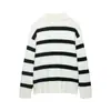 Para Comercio Exterior Europeo y Americano Transfronterizo Ropa de Mujer Aliexpress Más Vendido Otoño Simple Versátil Suéter de Punto Rayas Blancas y Negras Cuello en V