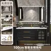 Juego de mueble de baño vintage estilo francés con lavabo integrado de cerámica, tocador negro de madera maciza, lavabo y pila