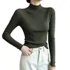 Camiseta fina de punto fino con cuello semi-alto para mujer, nuevo top interior de otoño e invierno, suéter de color liso ajustado, transfronterizo