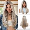 Novo Produto, Peruca Mono Sem Cola, Seda Importada, Sem Cola, Repartição Livre, Cabelo Longo Reto Dourado Degradê, Peruca de Cabeça Inteira