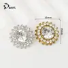 Botones metálicos vintage de girasol con pedrería, botones decorativos redondos de alto brillo blanco transparente para gabardinas y vestidos, disponibles para venta al por mayor