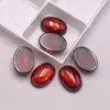 Gema cabujón ovalada lisa de fondo plano color rojo granada para joyería de doble uso en anillo y colgante