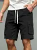 Shorts de Trabalho Masculino Verão Casual Comprimento Médio Calça Reta 2025 High Street Ins Cor Sólida Solto Shorts Esportivos para Homens
