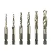 Macho de roscar espiral para máquina de vástago hexagonal Broca de acero de alta velocidad con revestimiento de titanio Macho compuesto integrado para taladrar agujeros tres en uno