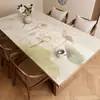 Novo jogo americano estilo chinês, à prova d'água e de óleo, lavável, retangular, com pintura a tinta de lótus e magnólia, protetor de mesa de centro