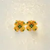 Brincos de Trevo de Quatro Folhas Banhados a Ouro Vietnamitas da Moda com Zircônia para Mulheres, Joias de Luxo Leve Estilo Simples da Corte, Retenção de Cor Duradoura