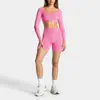 Conjunto de roupa de yoga sem costas com mangas compridas e ajuste transfronteiriço, top esportivo de manga comprida, conjunto feminino de calças de fitness para esportes ao ar livre de secagem rápida