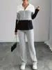 Conjunto Casual de Punto de Manga Larga para Otoño e Invierno Europeo y Americano Transfronterizo para Mujer, Sudadera con Capucha de Comercio Exterior y Pantalones Sueltos, Juego de Dos Piezas