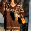 Ropa de Mujer Ropa de Mujer Coreana Dongdaemun Alta Calidad Elegante Estilo Coreano Atmósfera Fair Isle Suéter Holgado