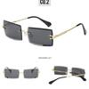 2025 Gafas Europeas y Americanas Sin Montura Borde Corte Diamante Gafas de Sol Cuadradas Gafas de Mujer Gafas de Sol
