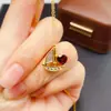 Acessórios de Pingente de Granada Natural para Mulheres Nicho High-End Joias de Prata 925 6*6mm Joias da Moda Fábrica Atacado