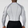 YOUNGLA Nova Roupa Fitness Treinador Esportiva Camiseta de Manga Longa Masculina Justa Alta Elasticidade Roupas de Treinamento Roupa Fitness
