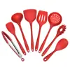 Utensilios de cocina para el hogar Kit de 8 piezas de pala para cocinar y cuchara Pinza para alimentos de acero inoxidable Espátula de silicona Traje de utensilios de cocina de silicona