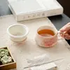 Taza de Cerámica Rosa Degradado Pintada a Mano de Peonía para Té y Café Juego de Té de Color Bajo Esmalte Uso en Oficina y Hogar Taza de Té con Asa Taza