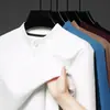 Camiseta de Veludo Double-Sided com Gola Alta Meia-Manga para Homens no Outono e Inverno Cor Lisa Quente Casual Manga Longa Moletom Camiseta de Base Top para Homens