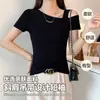 Camiseta Blanca de Un Hombro para Mujer Manga Corta Verano Ajustada Camisola Top sin Hombros Camiseta Negra Nuevo Estilo 2025