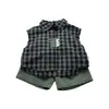 Camisa a cuadros elegante de calidad premium para niños, nuevo estilo 2026, camiseta sin mangas de verano estilo coreano para niños