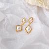 Pendientes de perlas brillantes con forma de diamante retro, elegantes y de alta calidad de Corea del Sur, elegantes y elegantes pendientes de aguja de plata S925 franceses para mujer