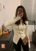 Tejido de Punto Cruz con Cuello en V Texturizado, Cintura Francesa, Otoño e Invierno, Tejido Suave tipo Cera, Top Básico para Mujer, Estilo Sexy, Mangas Largas
