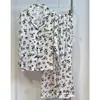 Jiangnanhe 2025 Otoño/Invierno Nuevo Conjunto de Pijama de Seda de Hielo para Mujer Manga Larga Pantalón Largo Ropa de Casa Una Pieza Dropshipping