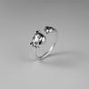 Anillo monedero de tigre pequeño plateado plata 925 retro año del tigre zodiaco bolsa de la suerte anillo suministro de comercio electrónico venta al por mayor