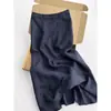 Recomendo! Saia Feminina de Linho Azul Marinho Laqianfeng Verão Leve e Respirável Cintura Alta Corte Evasê Cauda de Peixe