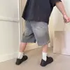 Shorts Jeans Lavados Vintage Estilo Wasteland Americano para Homens, Nova Marca Tendência de Verão Calças Retas de Perna Larga Tendência de Comprimento Médio