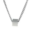 Collar Colgante Cubo Harajuku para Hombres y Mujeres, Collar de Acero de Titanio Hip-Hop, Estilo Minimalista, Cadena de Suéter de Moda Personalizada al por Mayor