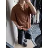 Camiseta de Manga Curta com Design Vazado de Alta Qualidade para Homens, Marca Tendência de Verão, Top Solto Respirável com Gola Lapela de Meia Manga para Homens