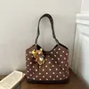 Lindo diseño de patchwork de lunares, gran capacidad, nueva colección otoño 2023, bolso de hombro/bolso de mano moderno, elegante, simple, chic y versátil