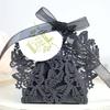 Caja de dulces con etiqueta negra y diseño de mariposa hueca para fiesta de San Valentín de Amazon, caja de dulces para bodas, disponible en fábrica.