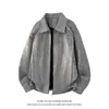 En stock: Nueva temporada de otoño 2026, chaqueta casual para hombre de talla grande, corte holgado, con líneas de color contrastante y textura tejida, con cuello de solapa