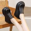 Mocasines Slip-On de Suela Gruesa para Mujer 206 Nuevos Zapatos de Primavera y Otoño Altura de 10 cm que Aumenta la Estatura Zapatos Casuales de Tacón de Cuña Zapatos Pequeños de Piel