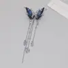 Broche Mariposa Diamante Azul Metálico Retro para Mujer Super Hada Borla de Cristal Pin Versátil Pin para Traje Pin de Solapa Corsage Tendencia