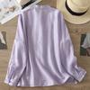 Nueva Camisa Morada Estilo Chino para Mujer 2025 Otoño Nueva Delgada Protección Solar Estilo Nacional Botón Casual de Gama Alta