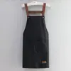Avental de tira à prova d'água e óleo para homens e mulheres, roupas de trabalho para cozinha e culinária, catering, loja de milk tea, cor sólida, bolso grande, avental de cintura