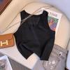 Camisola sin mangas hueca para mujer, ropa exterior de verano, ropa interior de seda helada, camisa base de punto para mujer, tirantes anchos