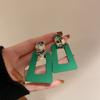 Aretes Geométricos Redondos Verdes Aguja de Plata Estilo Fresco de Verano Aretes Amor Mori Moda Para Ir al Trabajo Aretes Simples