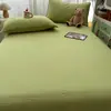 Juego de cuatro piezas de gasa gofrada, funda nórdica simple de color liso, sábana individual, bordado de conchas, juego de tres piezas para dormitorio de estudiantes para verano