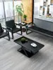 Conjunto de Sofá e Mesa de Centro para Escritório, Sofá de Três Lugares Moderno Simples em Ferro Forjado para Sala de Recepção e Escritório