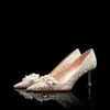 Sapatos de Casamento Francês 2026 Novo Estilo Sapatos de Noiva Cor Champagne Vestido de Casamento Hexiu Duas Formas Primavera e Outono Pés Não Cansados Salto Alto Absolutamente Lindo