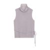 Chaleco de punto fino sin mangas con cuello alto tipo Wanwei para mujer, estilo nuevo de primavera 2025, lana, encaje, cuello alto P2746