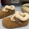 Zapatos de Piel de Vaca de Cobertura Total Estilo Birkenstock con Forro de Lana, Zapatos Cálidos de Algodón, Botas de Nieve Integradas de Piel y Piel para Mujer, Zapatos de Lana de Cordero con Suela Gruesa