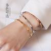 Joias Ins Vintage Simples Versátil Pulseira Três Cores Joias Pulseira Feminina Aço Titânio Banhado a Ouro 18K Z207