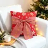 Nueva Funda de Almohada con Estampado de Moño Navideño, Lino, Resistente a Manchas, Transpirable, Cojín de Asiento, Funda de Almohada para Sofá de Sala de Estar
