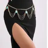 Joyería de Cintura Retro Trendy Europea y Americana Cadena de Cintura con Borla Turquesa Bohemia Cadena Corporal Versátil Estilo Étnico