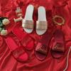 Pantuflas Bordadas Nuevas de Boda para Dama de Honor para Mujer Novia Recién Casada Seda y Satén Pantuflas Rojas Zapatos a Juego para Vestido de Novia para Mujer
