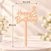 Topo de Bolo de Aniversário em Acrílico Cor Macaron Feliz Aniversário Decoração de Bolo Inserção Assando Bolo
